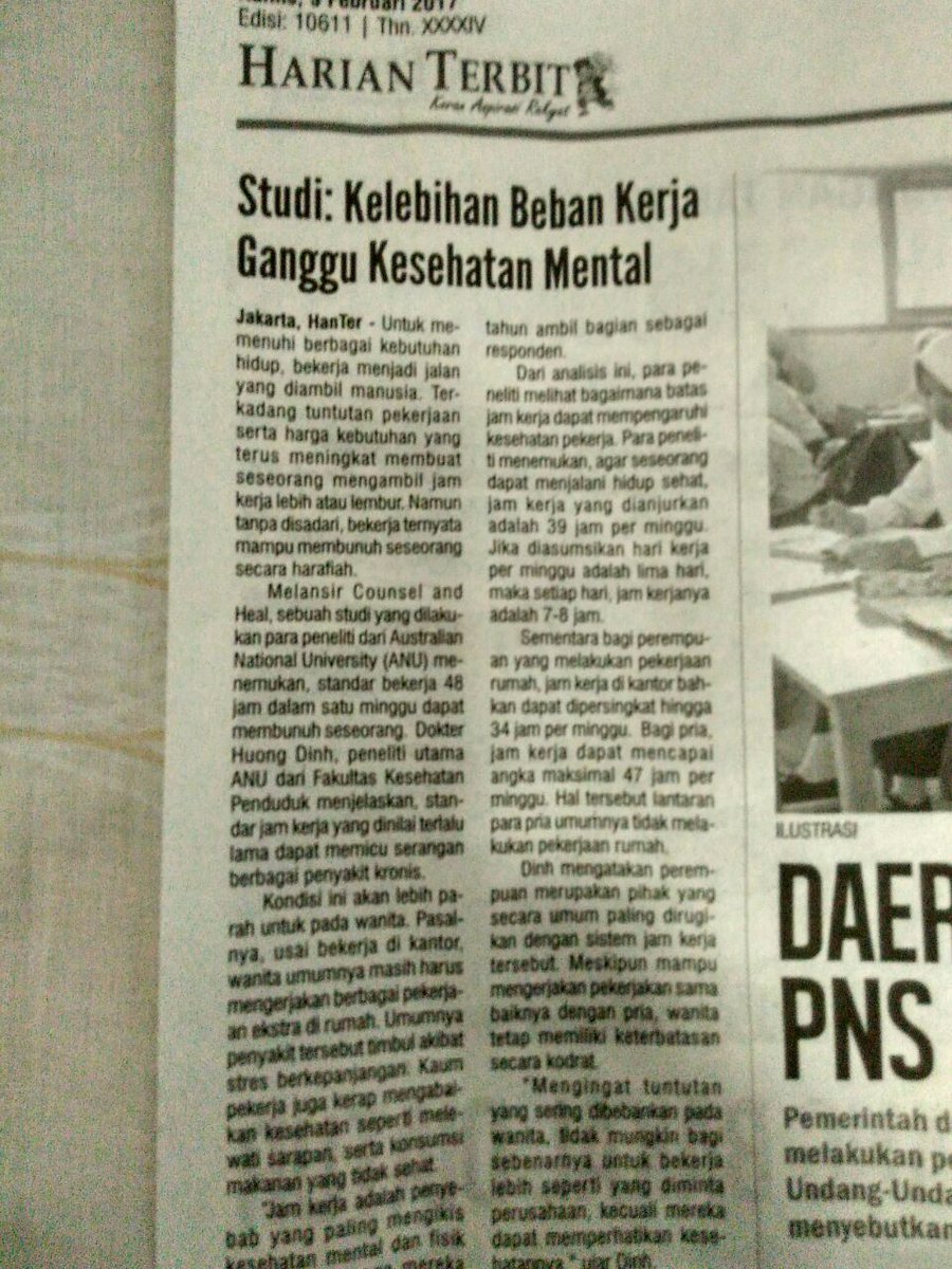 PBIDI's tweet photo. Kelebihan beban kerja ganggu kesehatan mental? https://t.co/lWe5xFcxEm