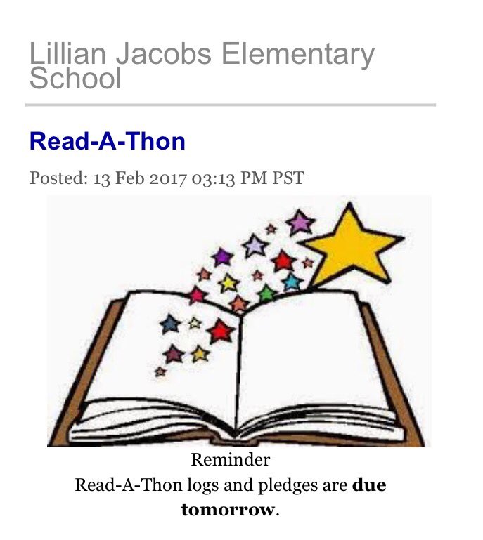 Due today <a href="/LMJacobsSchool/">Jacobs School</a> <a href="/HullMaPTO/">Hull Ma PTO</a>