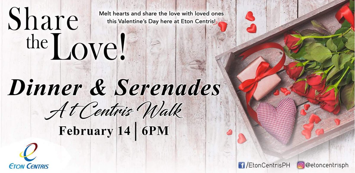 Celebrate this sweet day of hearts with your family and friends here at ETON Centris! ❤ #sharethelove❤️ #CentrisVday2017 #ETONCentrisPH