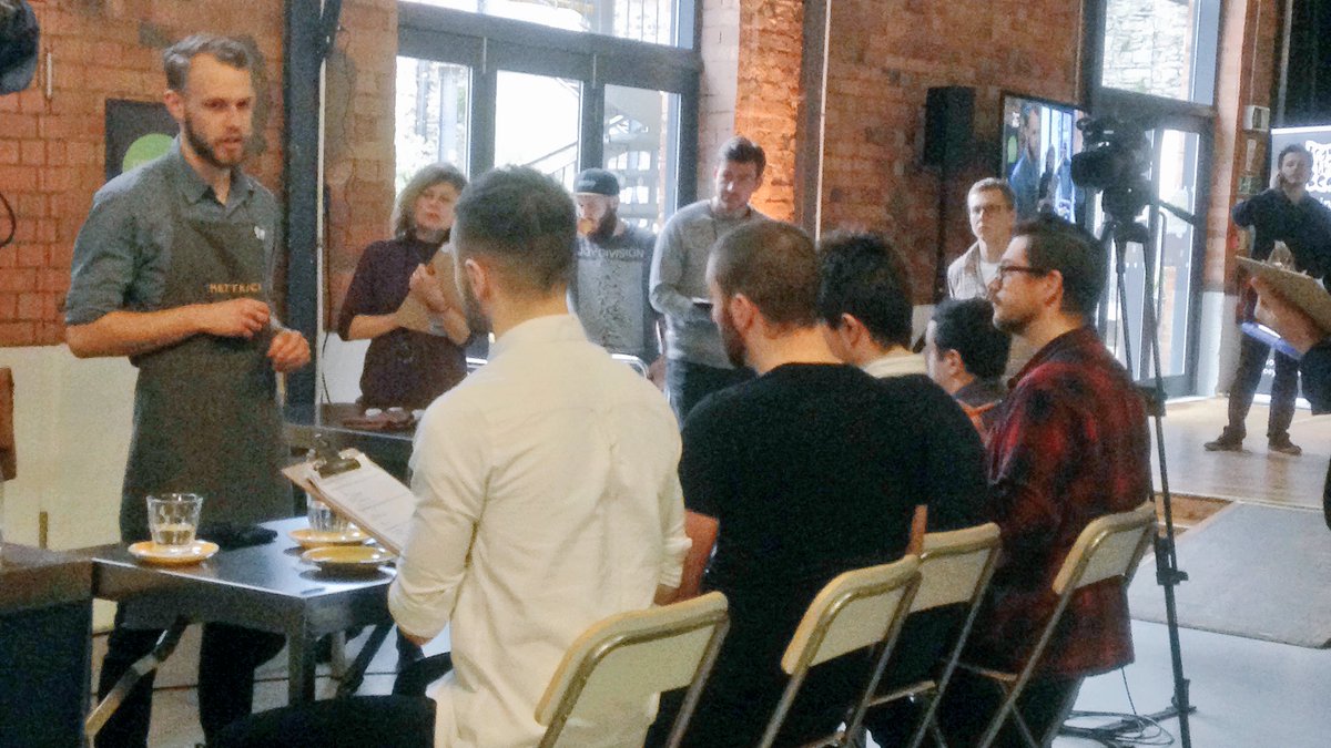 extractcoffee's tweet photo. Our man @dan__lacey takes his seat at the judging bench #Ukbc #baristacomp #specialitycoffee https://t.co/atr0yOsrNE