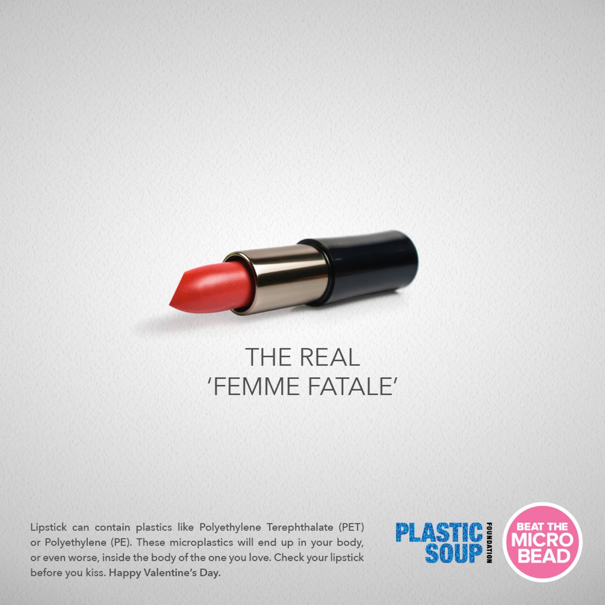 Forbymikroplast's tweet photo. If you kiss your partner with @Maybelline @Loreal lipsticks today, you will be eating #microplastics. Happy Valentine's Day! #ValentinesDay https://t.co/21ejpbvVsh