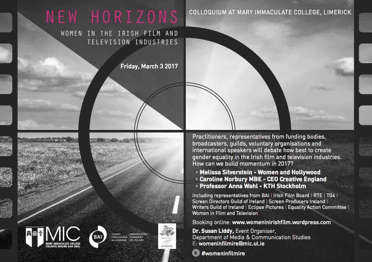 New Horizons:Women in Irish Film&amp;TV. Speakers, panels, etc Mar 3rd, Limerick. #IrishFilm RTs appreciated! tinyurl.com/z9tdlo5
