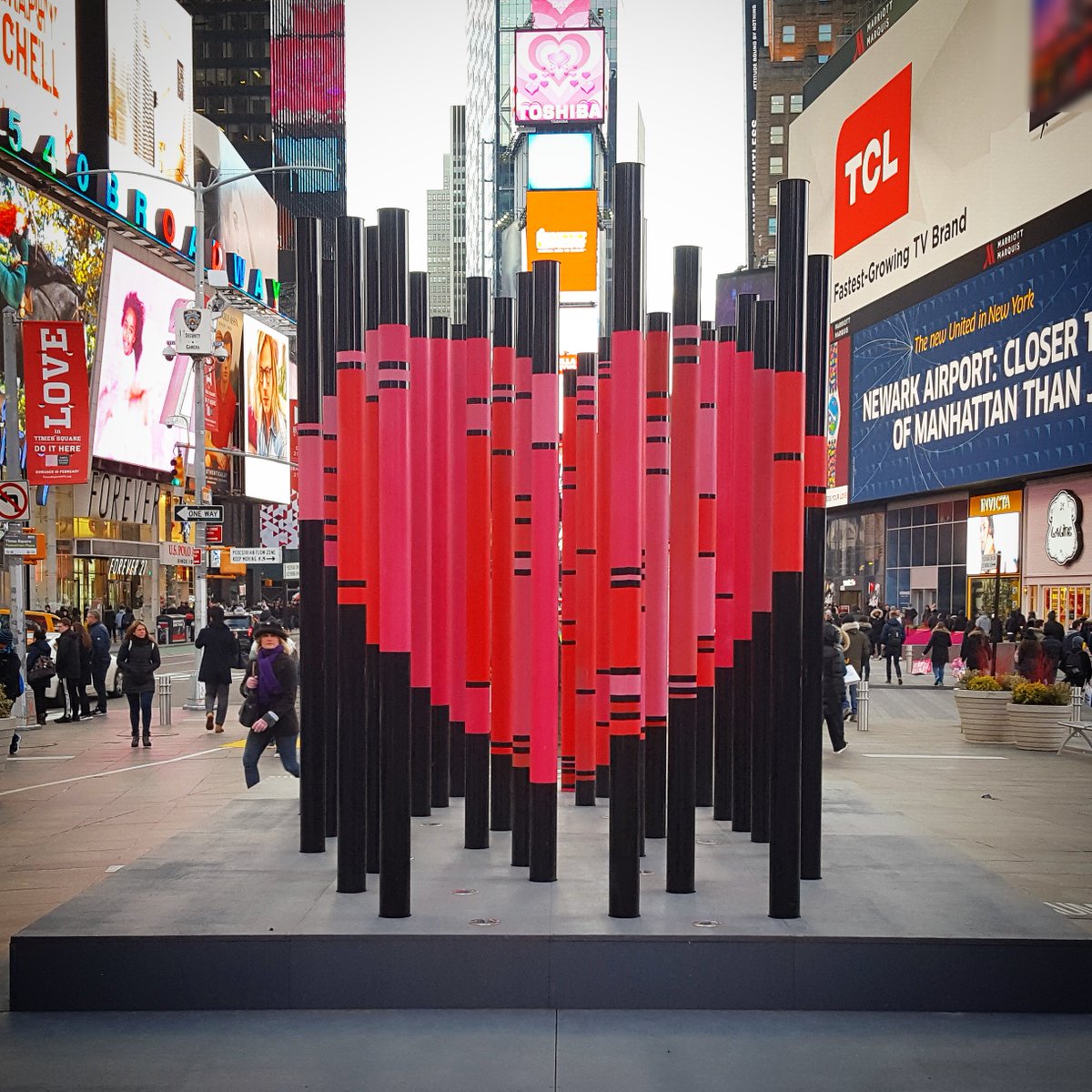 NYC_DOT's tweet photo. #WeWereStrangersOnceToo celebrates ❤ & diversity in NYC. Check it out in @TimesSquareNYC before 3/7! #HappyValentinesDay #oncestrangerstsq https://t.co/pPIaZfzKrK