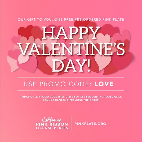 ACSCANCA's tweet photo. Get a FREE @pinkplateca on Valentine's Day for you or a loved one at https://t.co/DJlywyAWVV with the code LOVE! First come first serve! https://t.co/m9UaKDfAvq