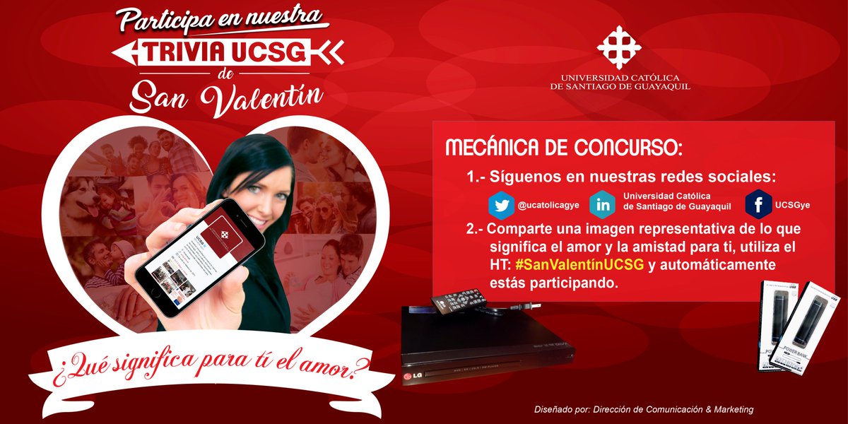 ucatolicagye's tweet photo. ¡Todavía estás a tiempo de participar en nuestra #TriviaUCSG!
Comparte tu foto y menciona @ucatolicagye con el HT: #SanValentínUCSG 💞 https://t.co/tVtkTSFTIy