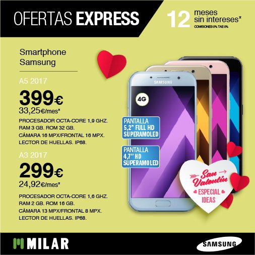 MilarCOMELSA's tweet photo. ¿Tu también has caído rendido/a a sus encantos?
Acércate a MILAR, los nuevos #SamsungGalaxyA te están esperando..
#OfertasExpress #Febrero https://t.co/KBJQ5asKQE