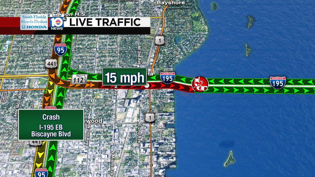 Crash on I-195 EB at Biscayne Blvd #traffic https://t.co/C3dbRpsDAD