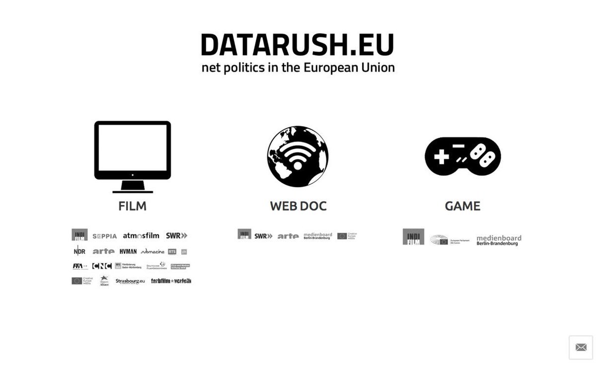 datarushEU's tweet photo. Today we`ll launch #datarushEU, our #crossmedia experience (#Documentary, #WebDoc &amp; #OnlineGame) on #netpolitics in the EU. Join us! https://t.co/5sHrMAsqJI