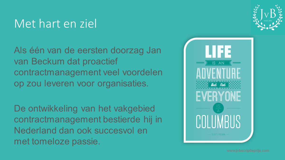 CMPartnersNL's tweet photo. Jan van Beckum was een #contractmanagement visonair.  Jongeren zijn reis laten voortzetten is een logisch gevolg. #NCMC17 #JvBScriptieprijs https://t.co/AryYyGzhUD