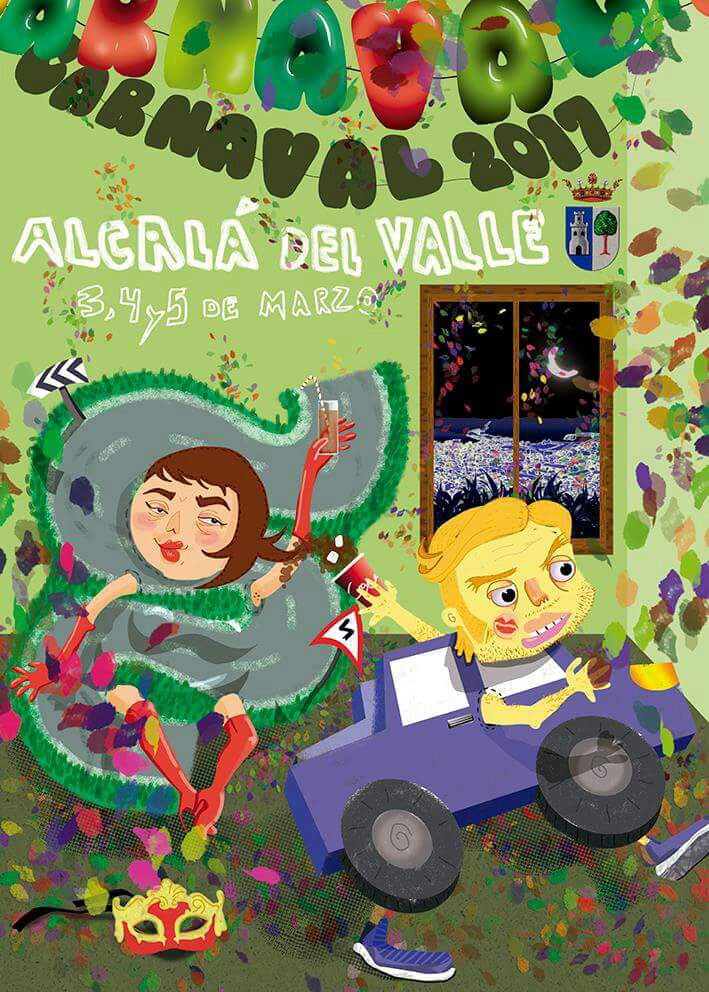 Cartel Carnaval Alcalá Del Valle 2017. De José Antonio Soriano <a href="/alkarnaval/">🄰🄻🄺🄰🅁🄽🄰🅅🄰🄻⊡🄴🅂</a> <a href="/labambaalcala/">Asociación CC La Bamba</a> <a href="/Alkarnaval_Dial/">Alkarnaval Dial</a> @AlcalaVisionTV