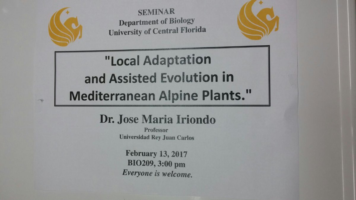 Prof. Iriondo's talk from @urjc, yesterday at @UCF in #orlando #AssistedEvolution #LocalAdaptation #EVAProject