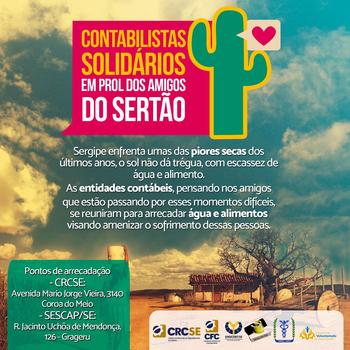 CRC_SE's tweet photo. Estaremos na sexta-feira, 17, doando td alimento e água arrecadados. Venha com a gente! #crcse #cfc #pvcc #sindcont #sescap #solidariedade https://t.co/KJtbFO2moa