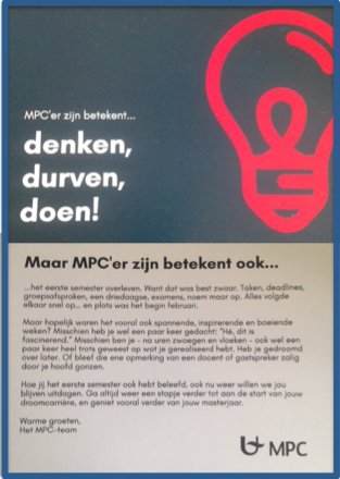 MaxvanDomburg's tweet photo. Thanks @masterMPC voor dit mooie en motiverende kaartje! #communicatie #denken #durven #doen #masterMPC https://t.co/eIULdI3cKv