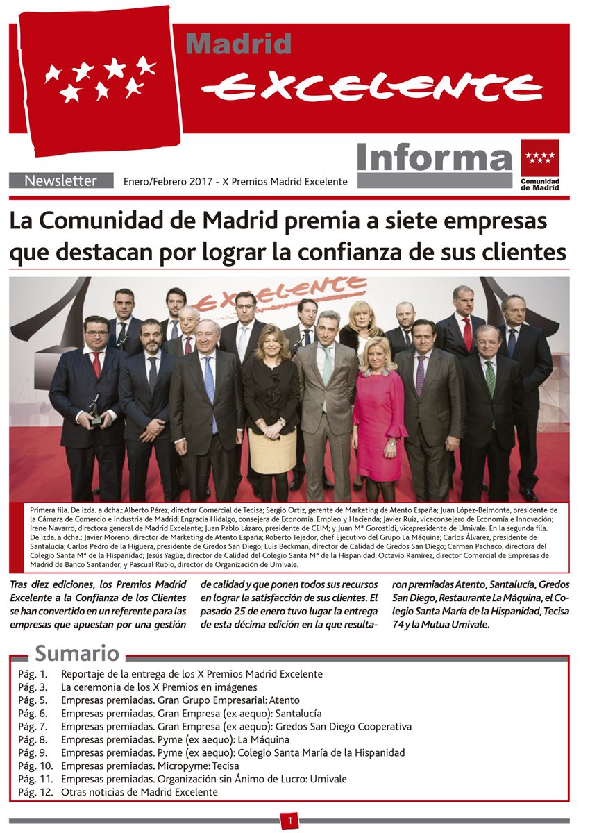 Ya está disponible nuestra última newsletter, esta vez dedicada a la entrega de los X #PremiosMadridExcelente ow.ly/77eE308ZAq1