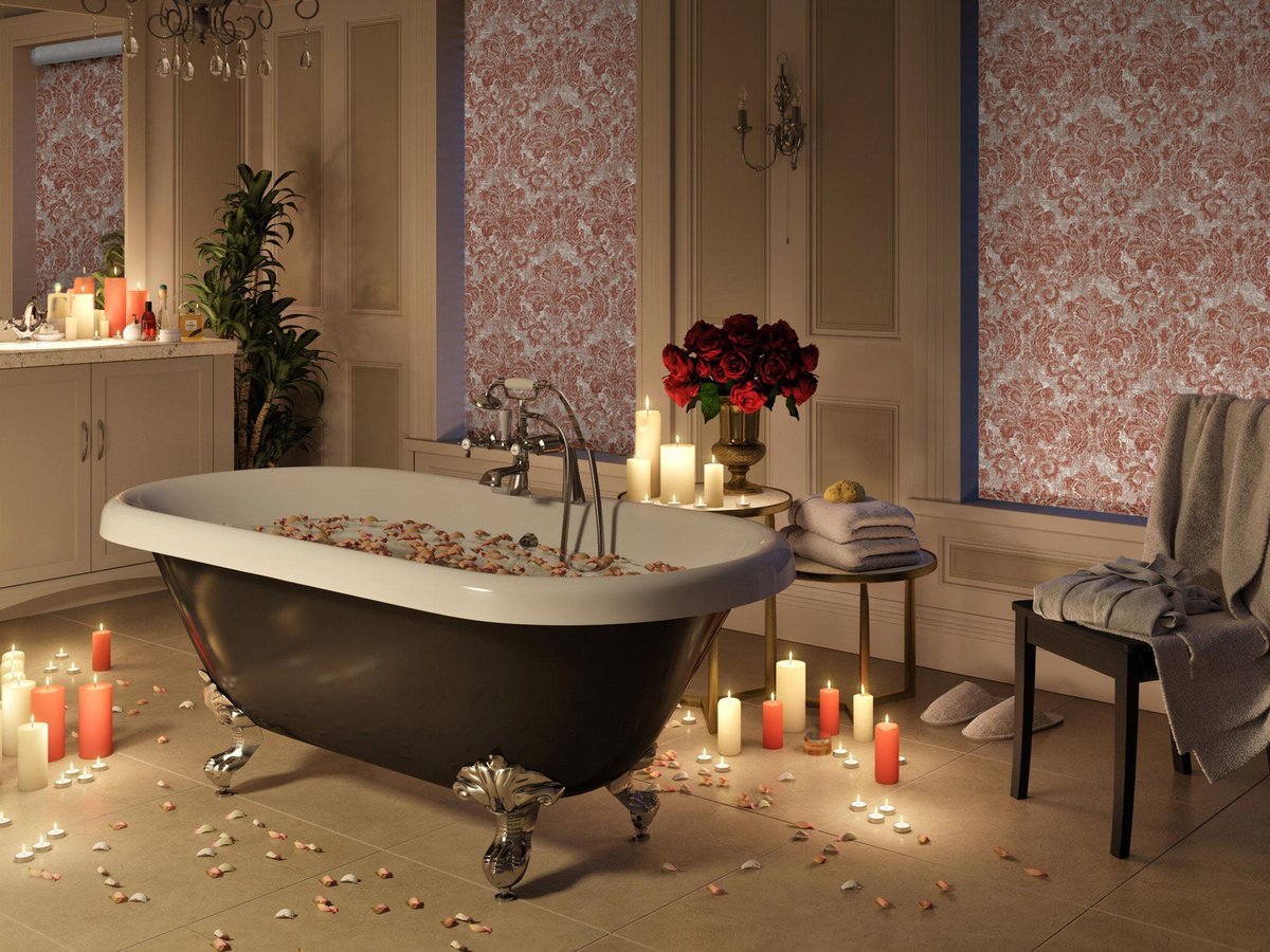 How stunning is this bathroom featuring our Anjou fabric at #Blinds2go? #DateNightGoals #valentines goo.gl/kDKuzH