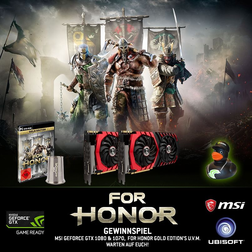 For Honor startet und von uns gibt's zusammen mit @msi_de und <a href="/UbisoftDE/">UbisoftDE</a> ein Gewinnspiel mit fetten Preisen! buff.ly/2lLy5D7