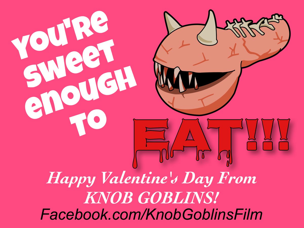 KnobGoblinsFilm's tweet photo. Roses are Red,
Brad Pitt is a hunk,
Knobby wants to,
Bite off your junk!
Happy Valentine's Day from @KnobGoblinsFilm! 
♥️🍆☠️ 
#knobgoblins https://t.co/ImYeqZ6Nw3