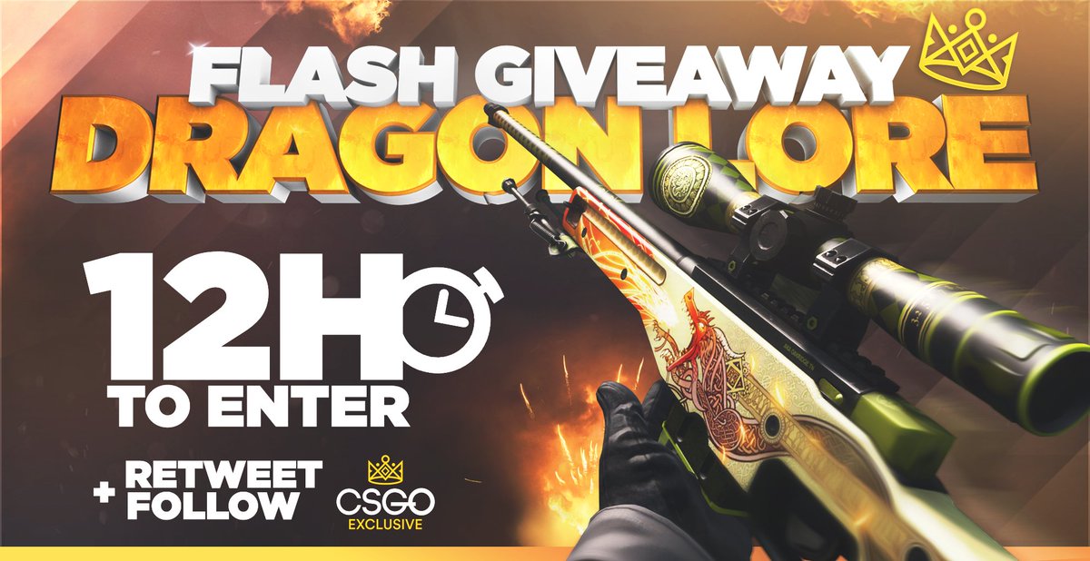 CSGOExclusive's tweet image. AWP | Dragon Lore FLASH GIVEAWAY!

- RT + Follow!
- Enable Notifications
- Winner drawn in 12h

#CSGO #CSGOGiveaway