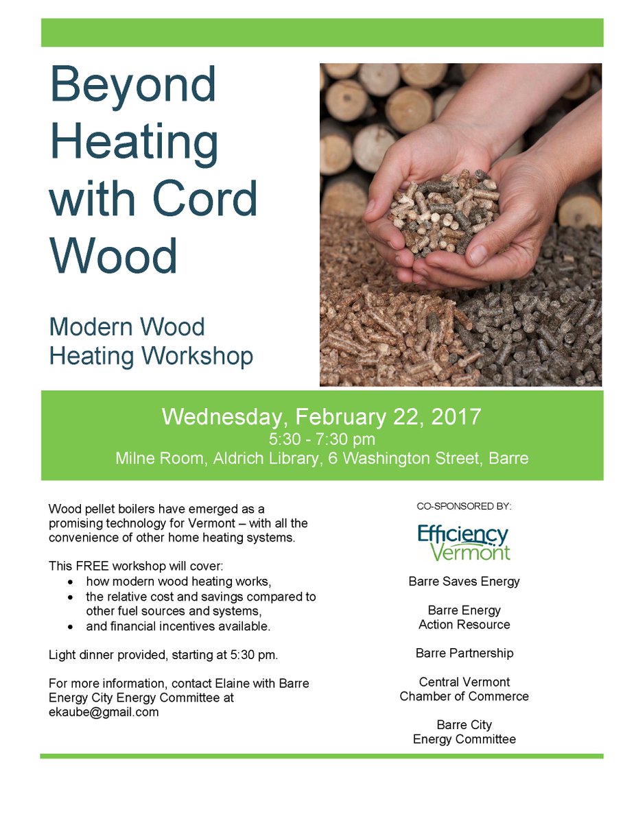 centralvtplan's tweet photo. Curious About Wood Heating? Come to the Beyond Wood Heating wksp on 2/22 at the @AldrichLibrary Light dinner provided! @EfficiencyVT https://t.co/3pSMDIV6Jq