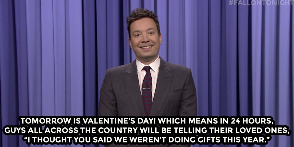 FallonTonight's tweet photo. "Always get a gift!" More from Jimmy's monologue: https://t.co/7o7pGRyIFr https://t.co/9FNdvc9TTX