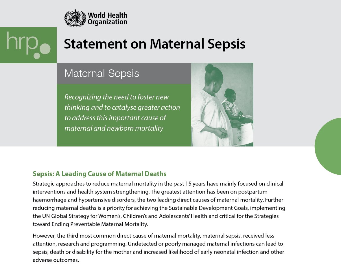 HRPresearch's tweet photo. New @WHO statement on importance of tackling maternal sepsis #sepsisawareness https://t.co/pBGvGVmJXQ https://t.co/iytiSeKLV4
