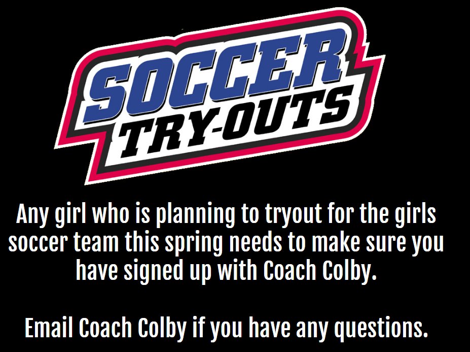 BulldogAnnounce's tweet photo. Any girl who is planning to tryout for the girls soccer team this spring needs to make sure you have signed up with Coach Colby. https://t.co/Qr1Yydy5tk