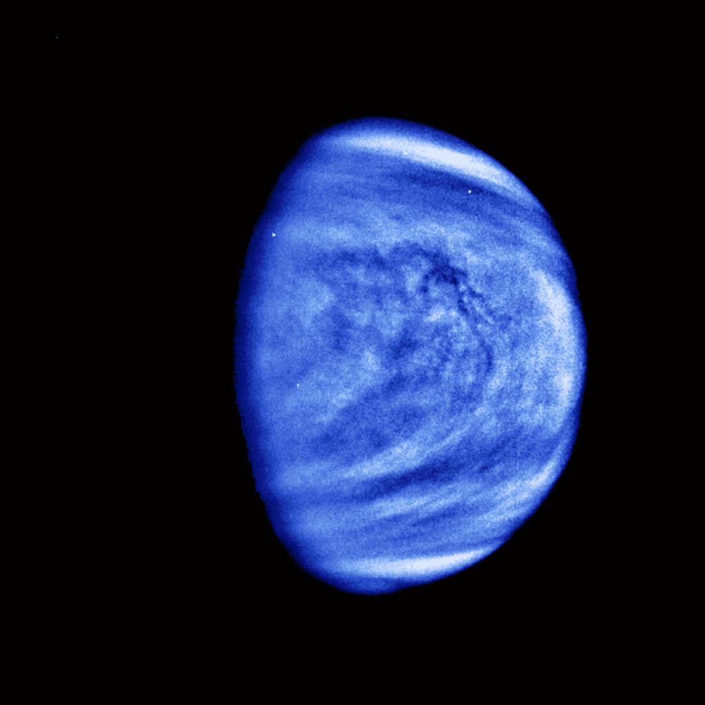 NASAhistory's tweet photo. #Today in 1990, the Galileo probe captures a picture of Venus from almost 1.7 million miles away, illustrating the planet's cloud movement. https://t.co/2HasQI36QZ