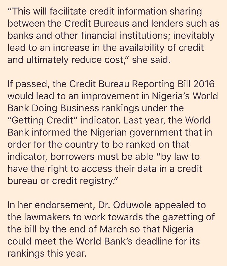 NigeriaGov's tweet photo. Presidential Enabling Business Environment Council urges lawmakers to pass Credit Bureau Bill before end March 2017—https://t.co/KTnyhStUai https://t.co/BgJcMM8PFX
