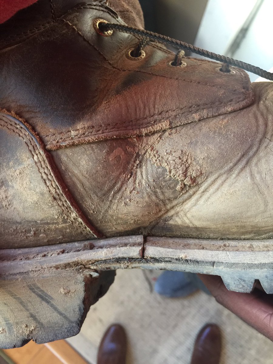 ErinFortune514's tweet photo. Wow @RedWingShoes! 6 weeks in, all that $$ &amp; the boots are already splitting at the soles. Guess it's back to @CarolinaShoeCo for my hubby! https://t.co/MV824POU46
