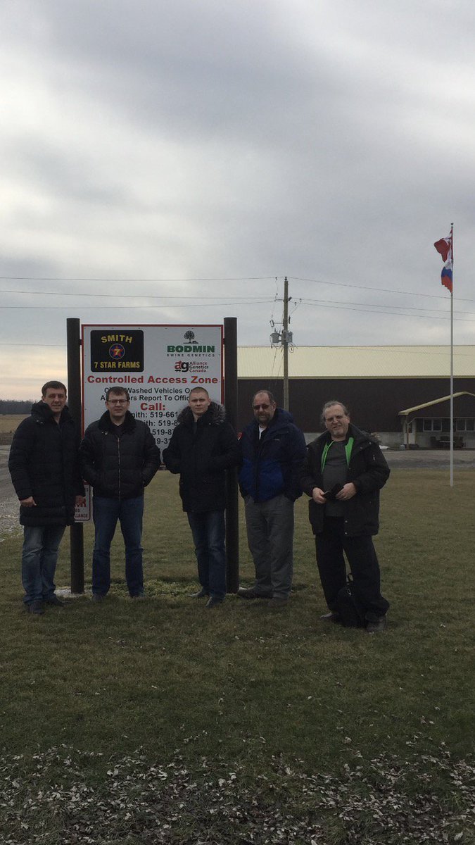 7starjane's tweet photo. Visitors from Russia today at Bodmin Swine Genetics /AGC. @AllianceGenCan #bodmin #alliancegeneticscanada #swine https://t.co/B9YbxQtzkC