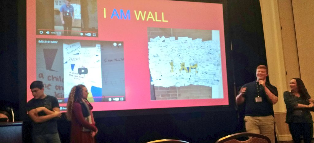chuckcbaker's tweet photo. The I am Wall - kids put up index cards during lunch for others to see. Another empathy builder from #bolivarkindness #startswithus #METC17 https://t.co/ZW3BCTfDdM