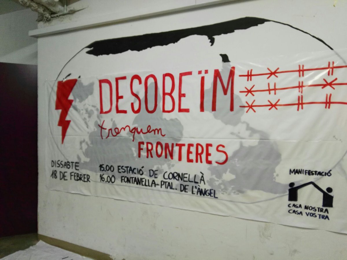 ateneucornella's tweet photo. Preparant-nos per la manifestació del proper dissabte. Sortim 18-F desde RENFE de #KNY 15:00h #TrenquemFronteres #Desobeïm https://t.co/CJypx7fhhp