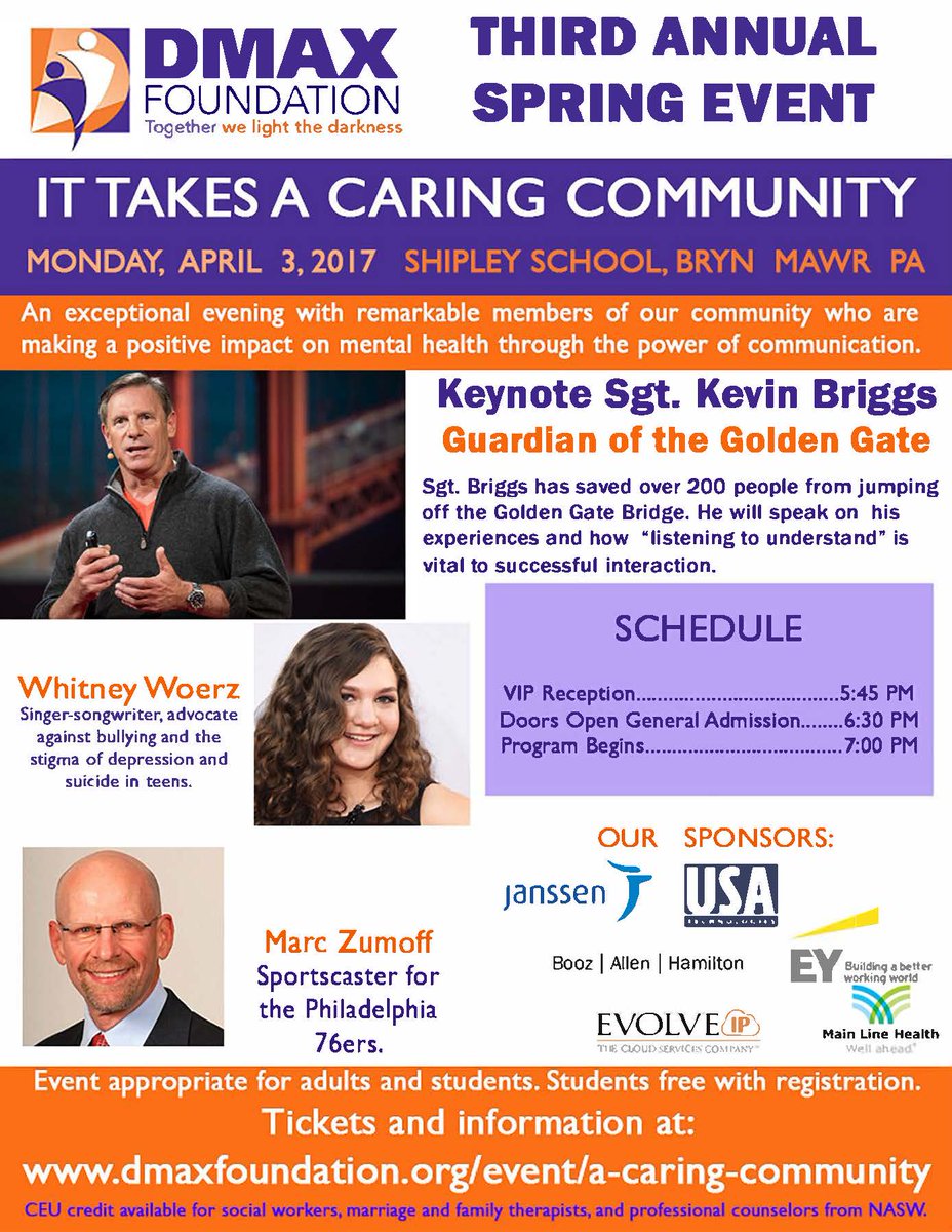 Mark your calendars! Bravo748 Speaker Kevin Briggs will be presenting in Bryn Mawr, PA! #SuicidePrevention