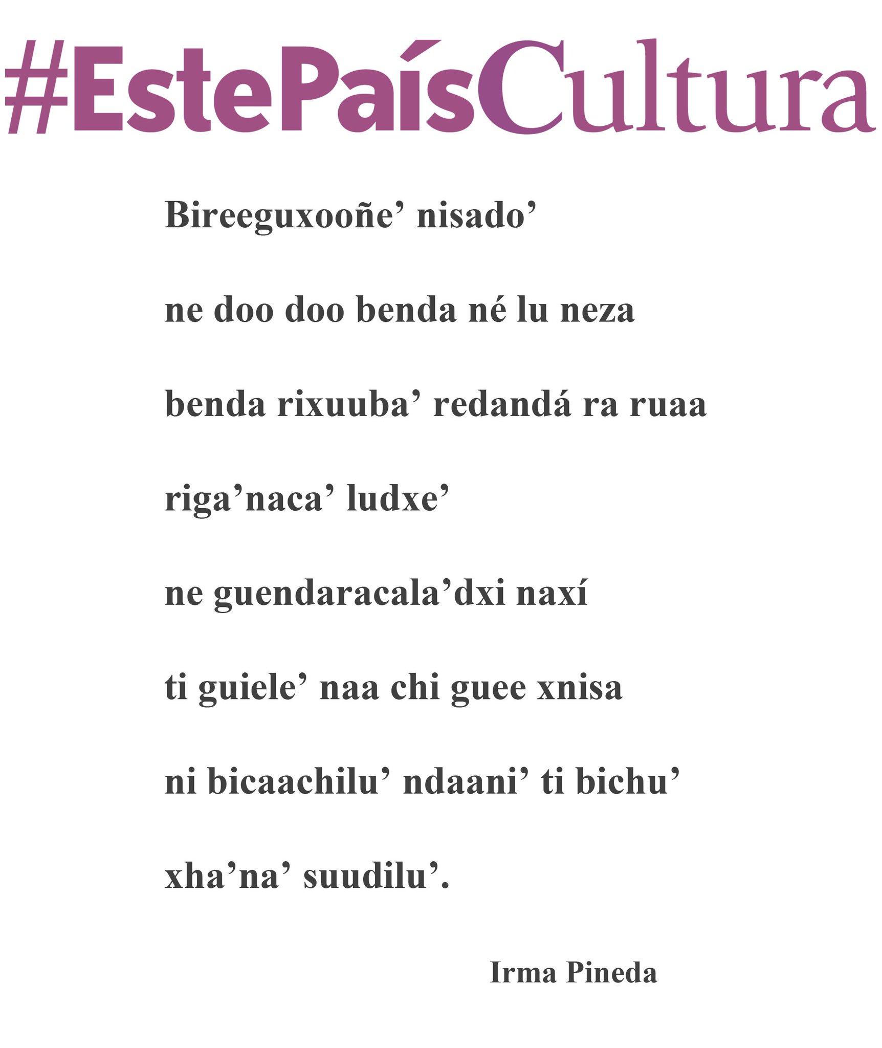 Poema En Zapoteco Y Espaaol Revista Este País on Twitter: "#EstePaísCultura: un poema de Irma