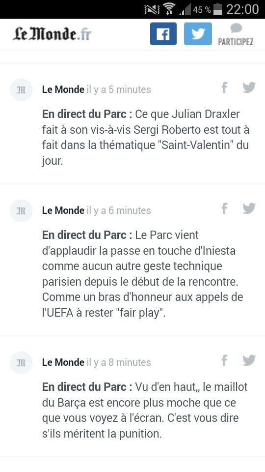 QuentinMosnier's tweet photo. #PSGFCB le journaliste qui s'occupe du live de la rencontre sur @lemondefr se fait vraiment plaiz' ^^ https://t.co/USceaMgeYF