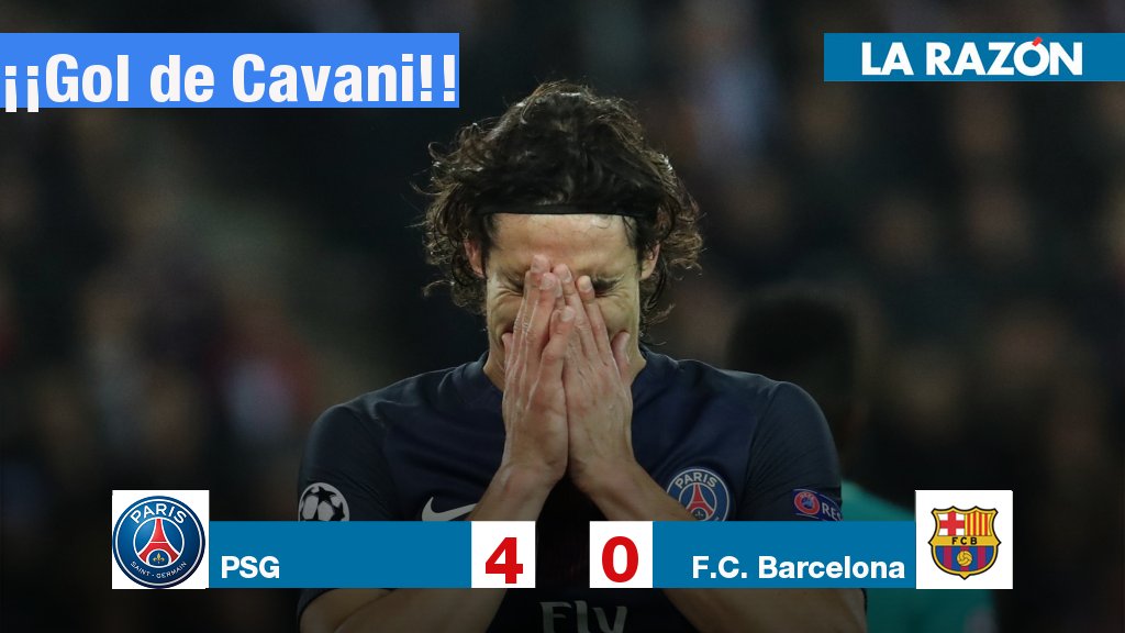 larazon_es's tweet photo. Cavani marca el 4-0 para el PSG En directo, PSG 4-Barcelona 0 @ChampionsLeague @LigadeCampeones  https://t.co/SHI8YSBz7v https://t.co/U9gWX6aOgo
