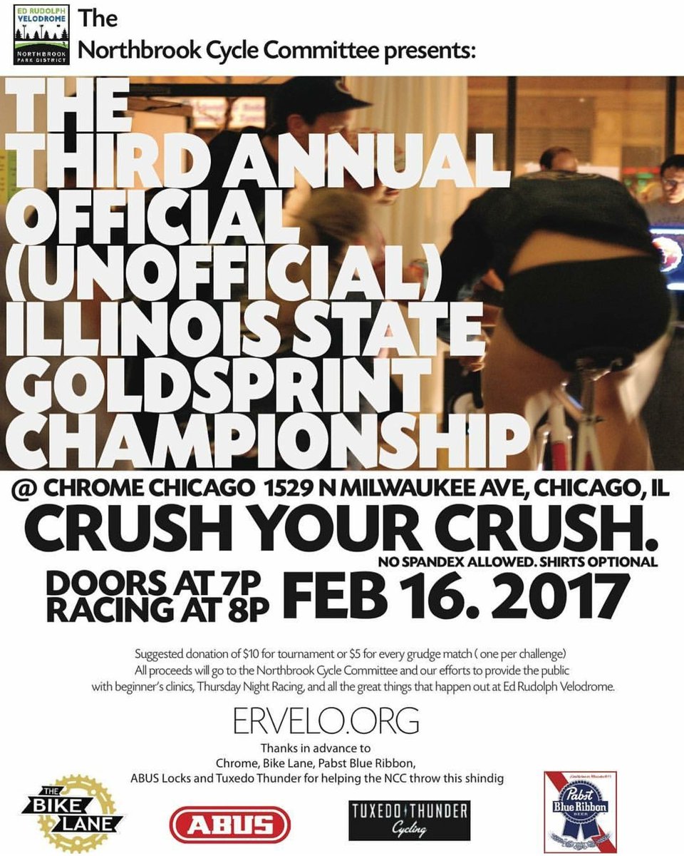 tuxedothunder's tweet image. Join us on Thursday for some drinks and sprinting your face off at @chrome_chi. Benefiting @edrudolphvelo. Party.
#bikechi
