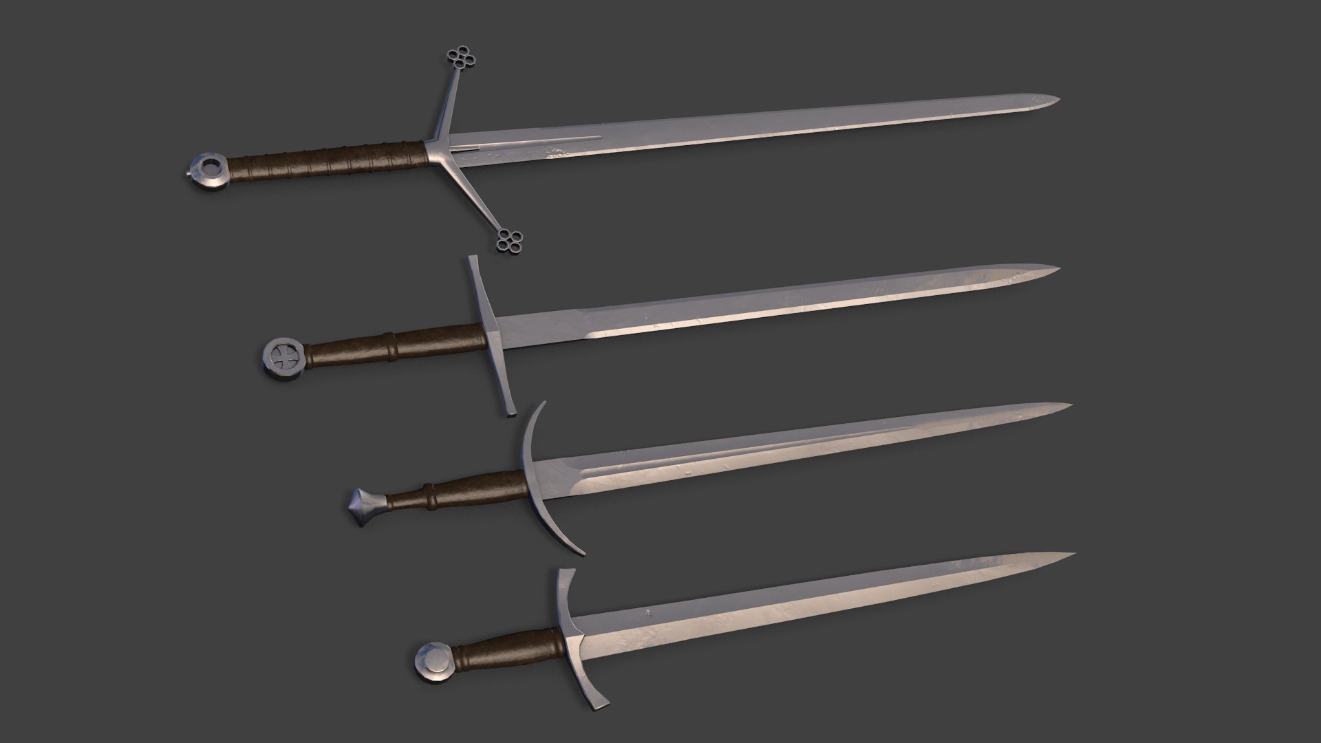 Clint Bellanger Making Historical Ish Swords For My Arpg Here Is A Claymore Longsword Bastard Sword And Arming Sword