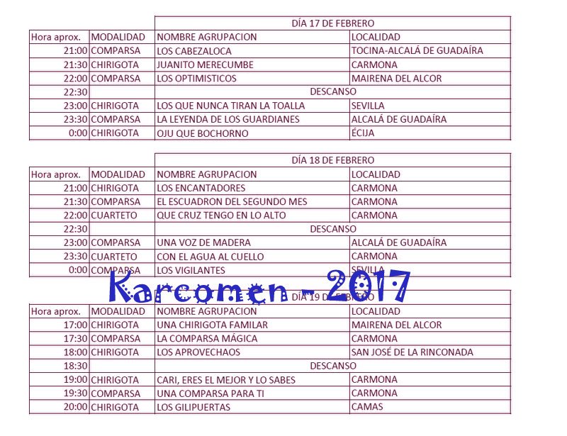 karcomen's tweet photo. @acarmodcarnaval de Carmona, fase semifinal - orden de actuacion:https://t.co/ecB5p9f9Hh https://t.co/cYvQssPSLb