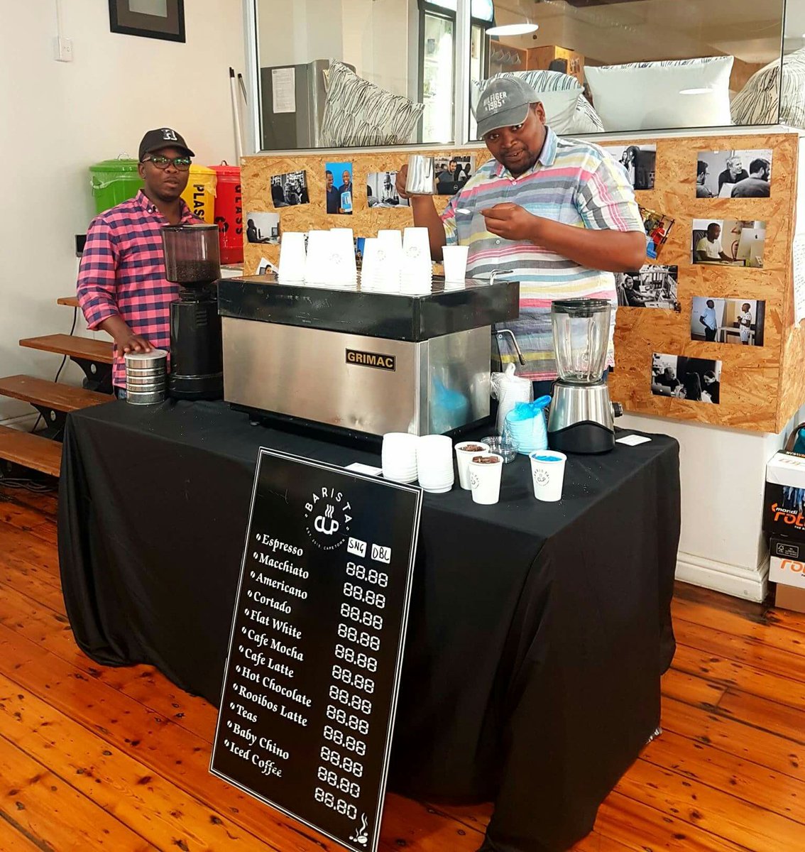 Ninja_cpt's tweet photo. Here's @Yoco_ZA 's lovely merchant, Gcobani from Barista Cup, giving the #YocoFamily delicious coffee delights. #AmazingHuman #HeavyChef https://t.co/4u2auaTov4