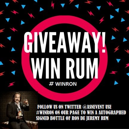 ASNAWARDS's tweet photo. Follow our promotions company on Twitter follow @asnevent and use #winron to win a autographed bottle of Ron De Jeremy Rum Reserva https://t.co/Fdui5BXsib