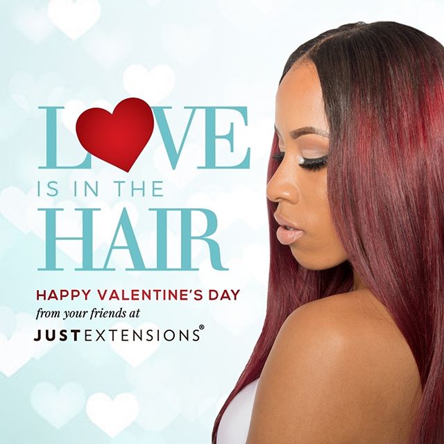 JustExtensions's tweet photo. Happy Valentine's Day from your friends at #JustExtensions! #loveisinthehair #JEGirls https://t.co/R8Qz1xetZY