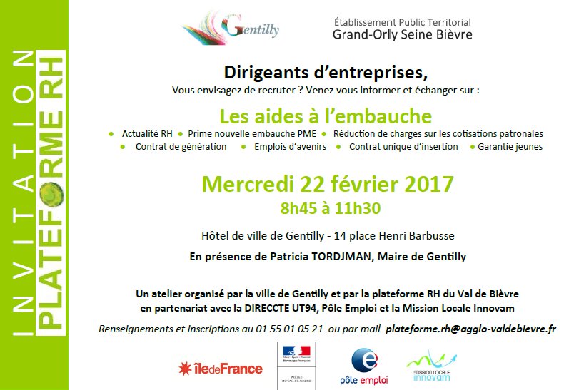 Plateforme_RH's tweet photo. Besoin d'infos sur les #aidesembauche ? Prochaine matinale #PlateformeRH le 22 février à Gentilly https://t.co/DK2SF7BM8h