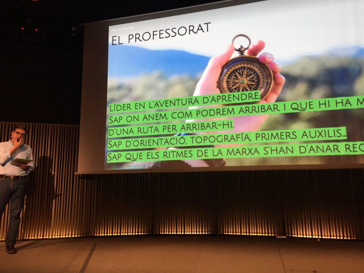 CEBtac's tweet photo. @mudejarico: quin és el rol del docent? líder en l'aprenentatge. I el de l'alumne? Ha de ser el centre  #eduDema https://t.co/1NFHEWGlG0