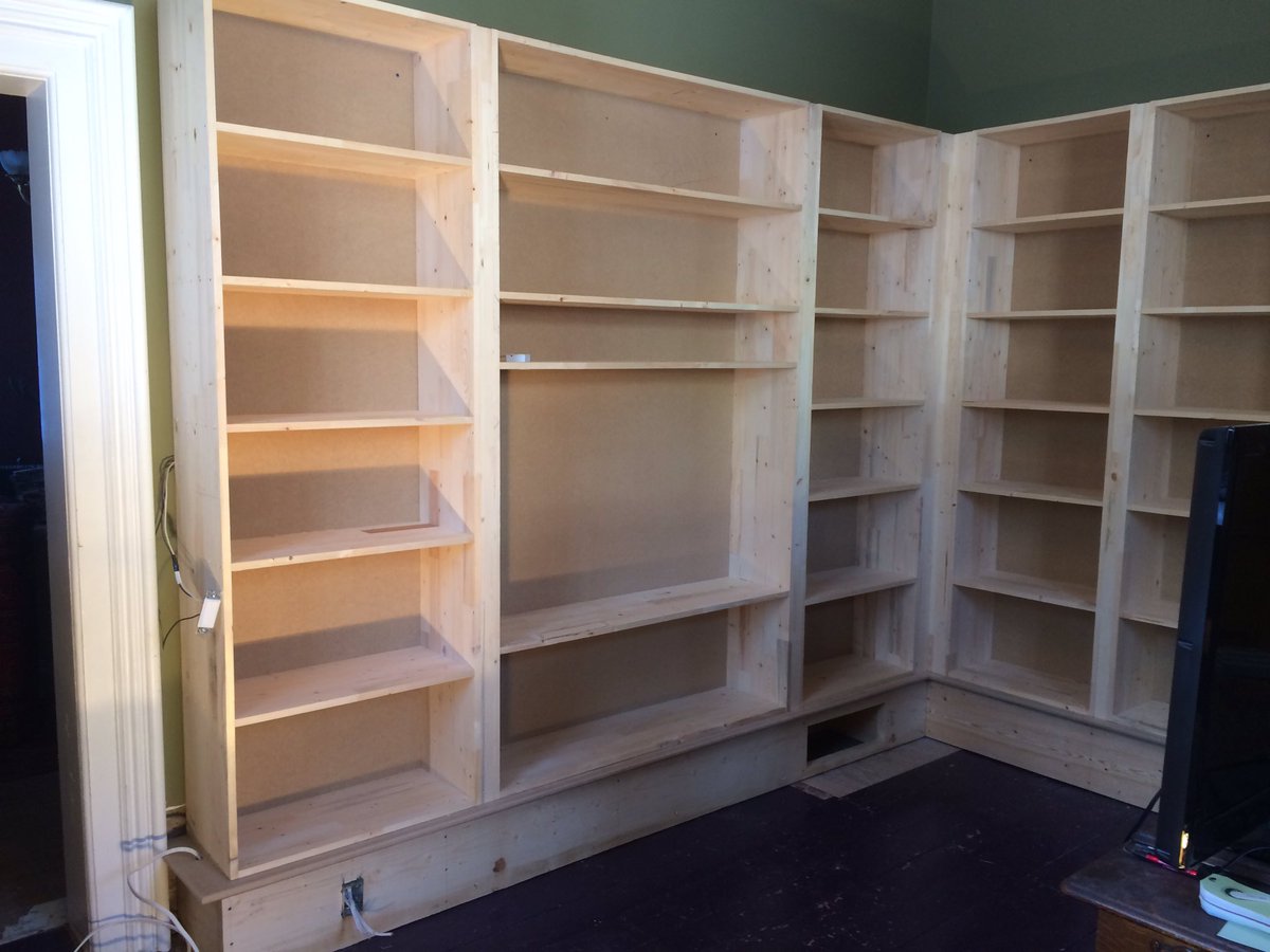 Work in progress.
Bookcase- 9 feet high, 18 feet in length.