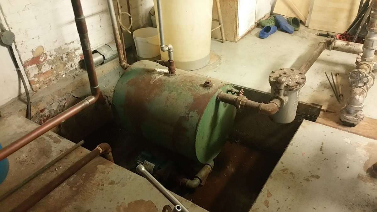 TempleCouncil's tweet photo. A brand new condensate tank being installed today! Here are pics of our old, corroded one. It's a keyl part of our steam heating system. https://t.co/M6lQ9AONPS