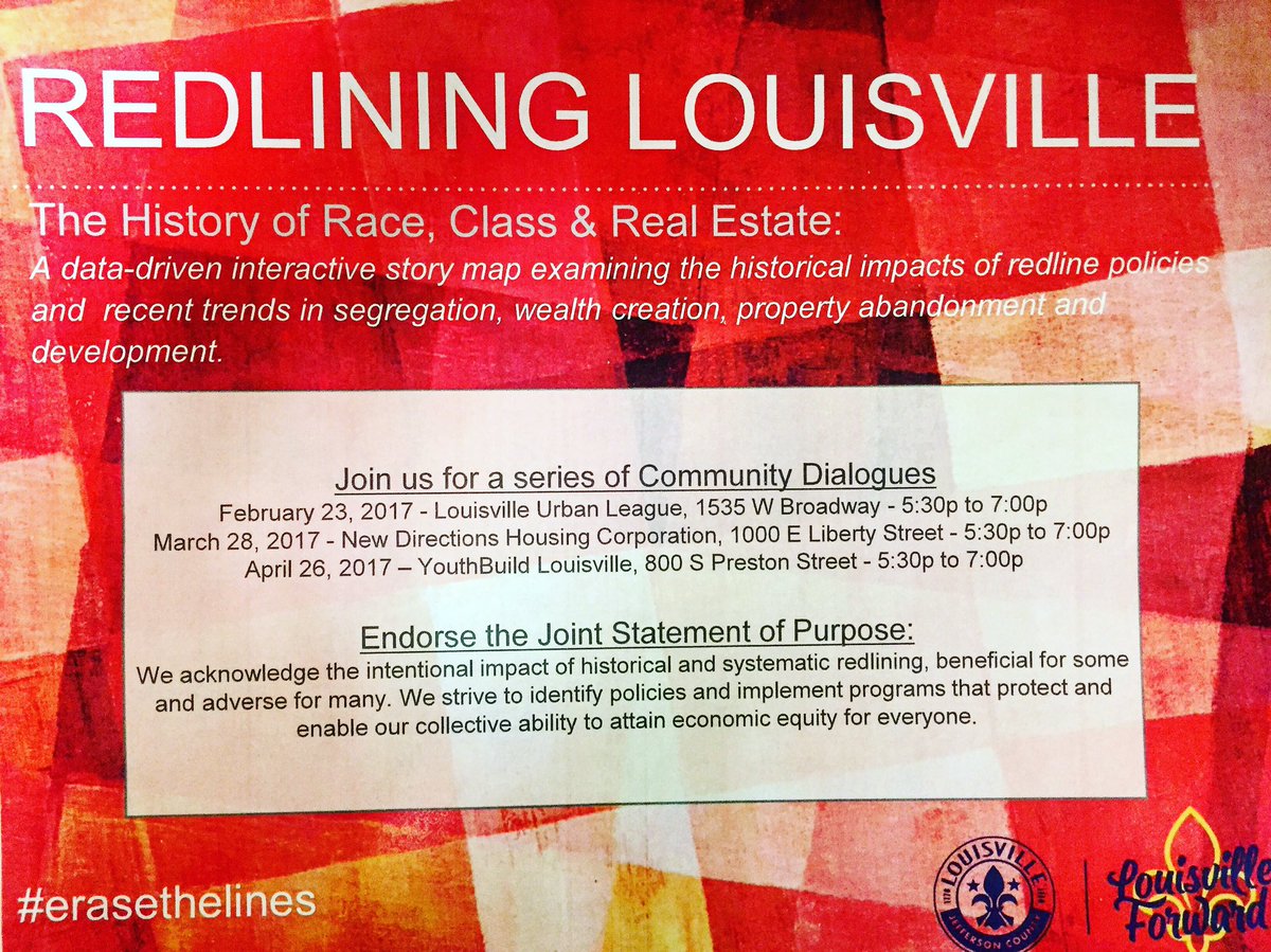 EconDevLou's tweet image. Today we unveiled an interactive story map to start a citywide discussion about redlining - past &amp;amp; present. #erasethelines to join the convo