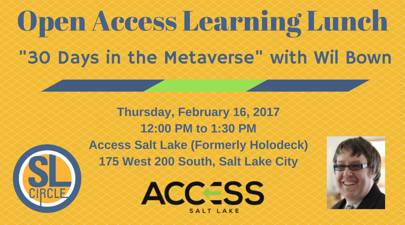 dobizbetter's tweet photo. Open Access Learning Lunch "30 Days in the Metaverse" w/ @WilBown @accessslc #Utah #learninglunch #SLCircle
Feb 16th
175 W 200 South, SLC https://t.co/Uhx7T2e3G6