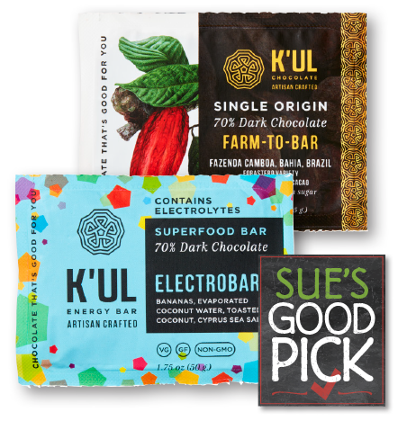 At <a href="/KulChocolate/">K'UL</a> chocolate isn't just an indulgence. Dark chocolate and energy bars are enhanced with nuts, seeds and dried fruits.