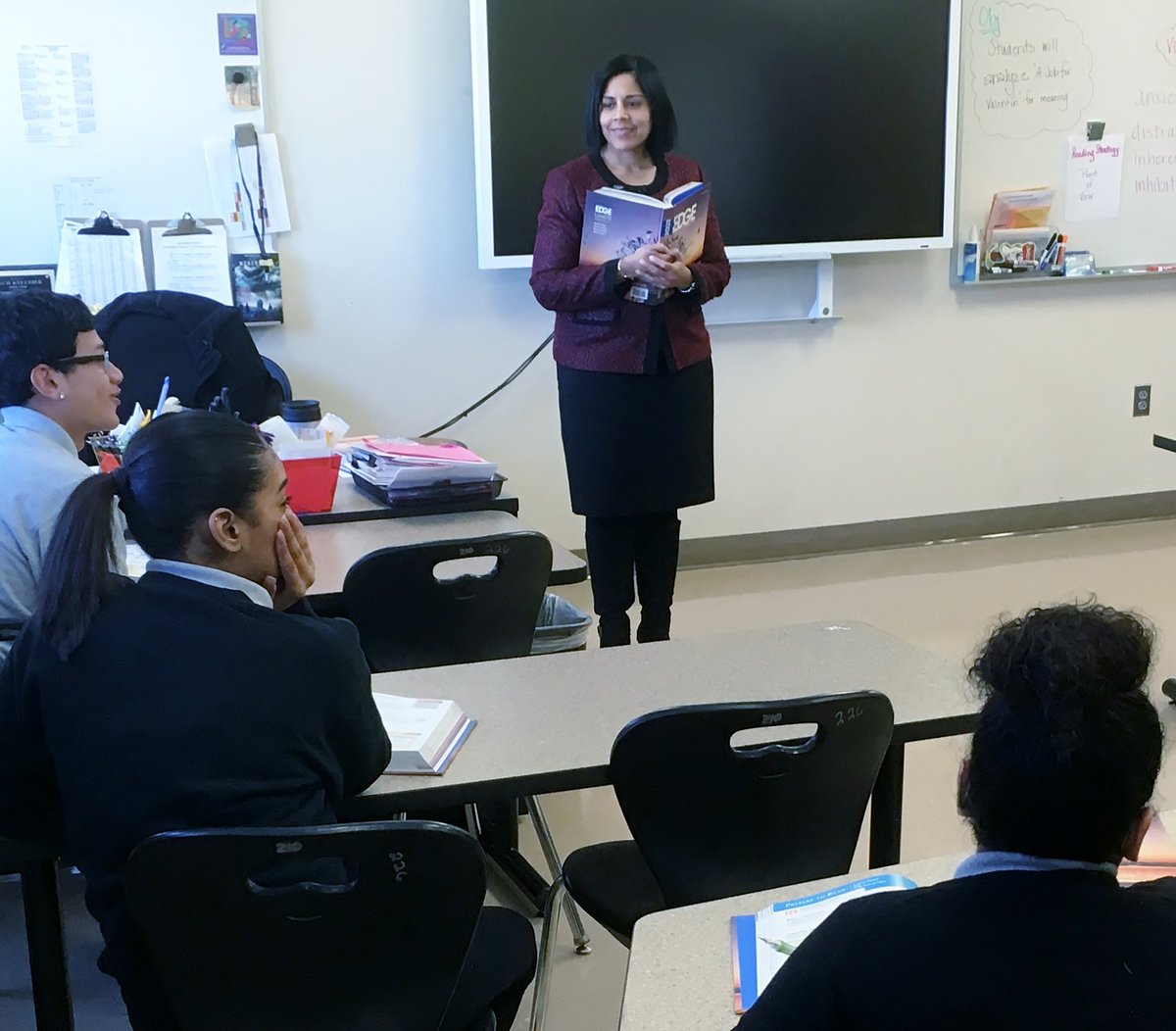 Goodwin_THS's tweet photo. EC Goodwin would like to sincerely thank Dr. Torres @DrTorresSup for visiting our school and team teaching ELD with Ms. Kelliher 😀 https://t.co/E9eYjHYcIo
